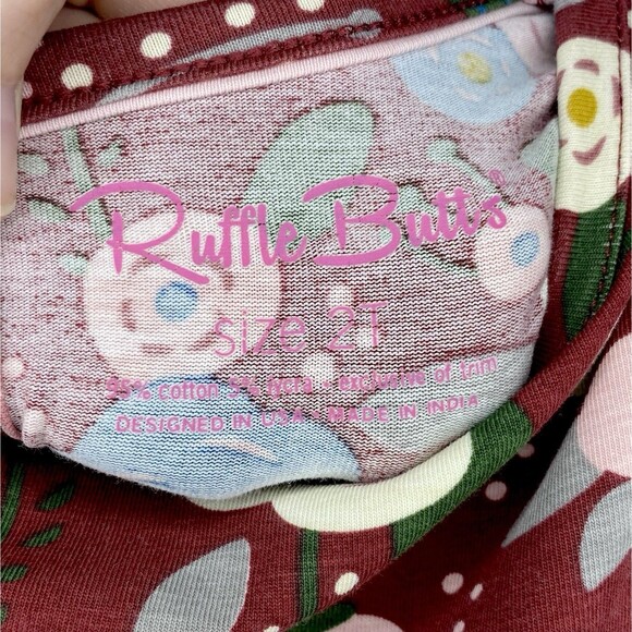 Ruffle Butts Maroon Floral Long Sleeve Bubble Romper Size 2T - Picture 5 of 7